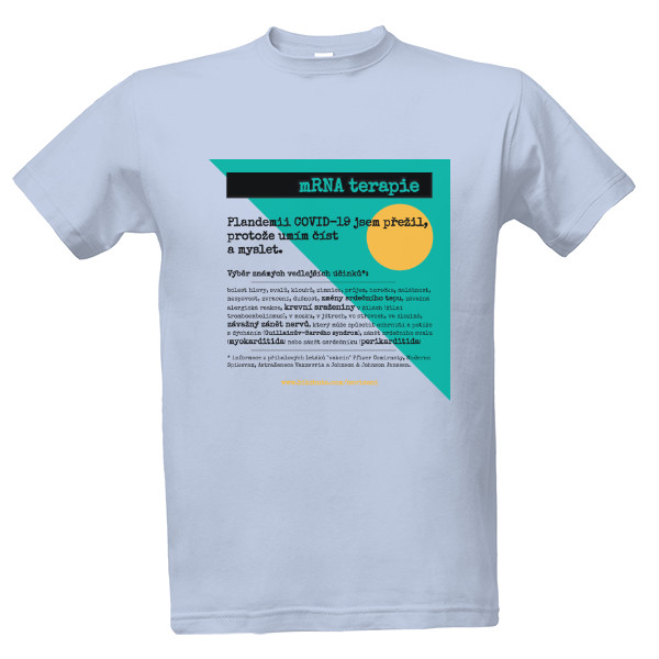 Tričko s potiskem Modré tričko mRNA terapie - myslím, tedy jsem