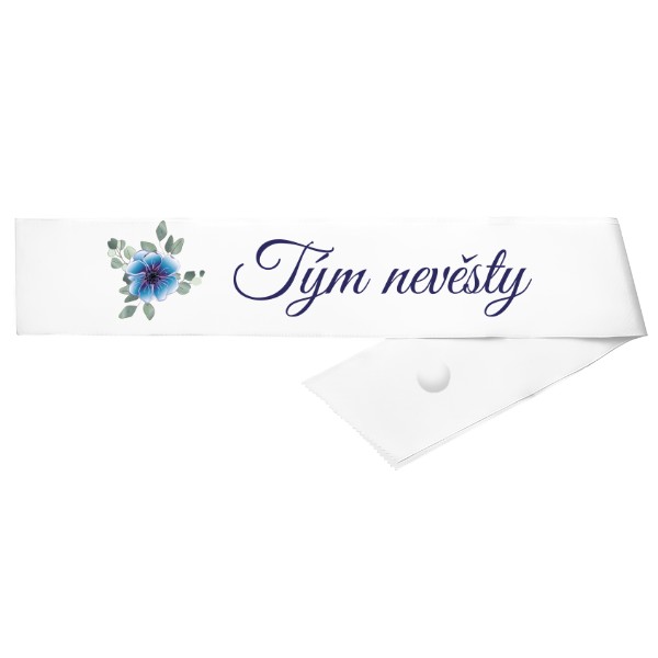 Šerpa s potiskem Šerpa Tým nevěsty modré květy