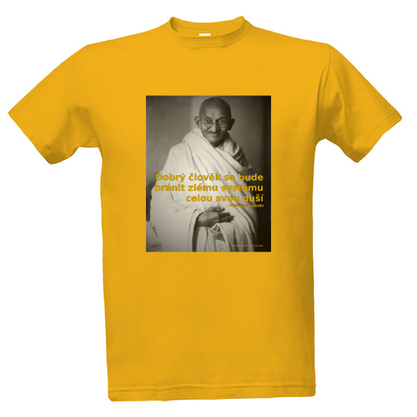 Tričko s potiskem Žluté tričko Mahátma Gándhí celou svou duší