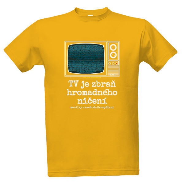 Tričko s potiskem Žluté tričko s potiskem TV je zbraň hromadné ničení myšlení